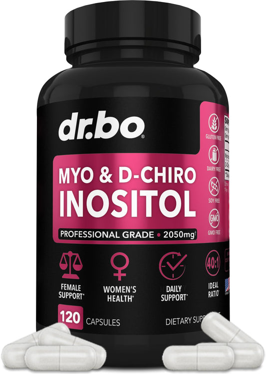 DR. BO frasco frontal mostrando 120 cápsulas y beneficios claros
