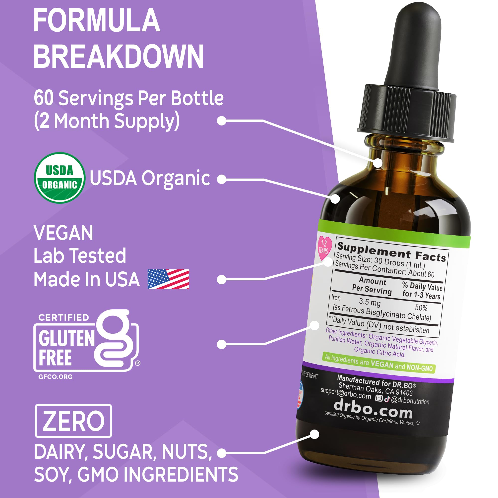 DR. BO lista de ingredientes naturales y libre de alérgenos comunes