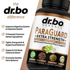 DR. BO frasco junto a recetas saludables sugiriendo complemento dietético