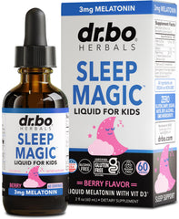 DR. BO frasco frontal de Sleep Magic mostrando etiqueta y tamaño práctico