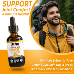 DR. BO textura del aceite dorado de cúrcuma destacando absorción rápida