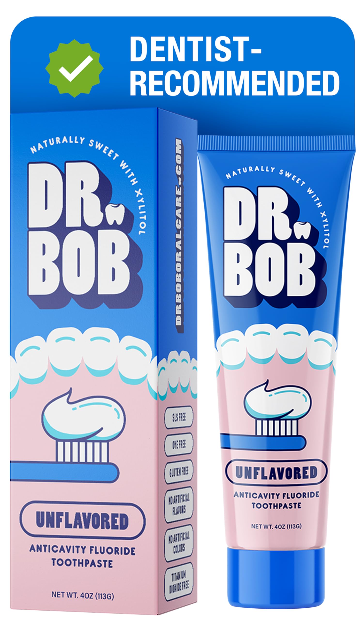 Dr. Bob frontal del tubo mostrando diseño y tamaño accesible