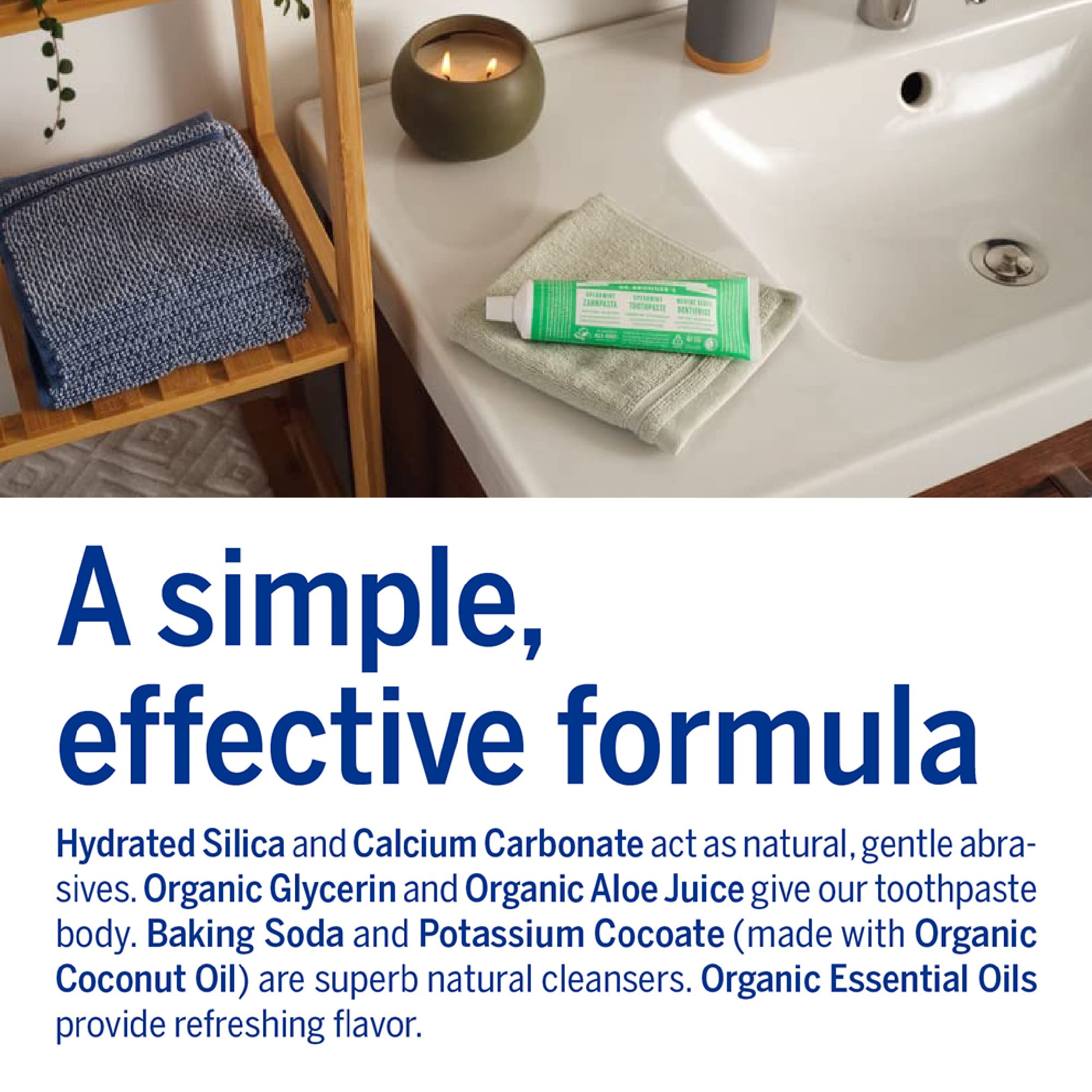 Dr. Bronner's persona cepillándose, fresco inmediato y sensación suave