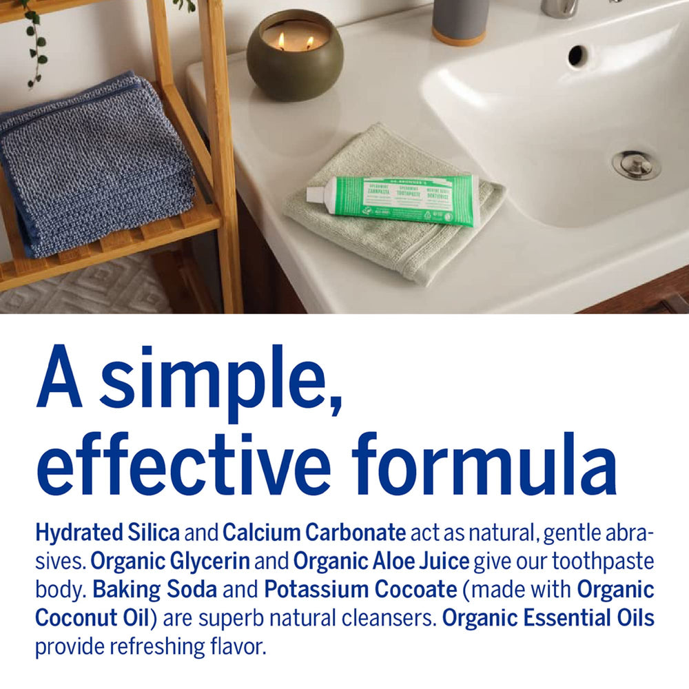 Dr. Bronner's persona cepillándose, fresco inmediato y sensación suave