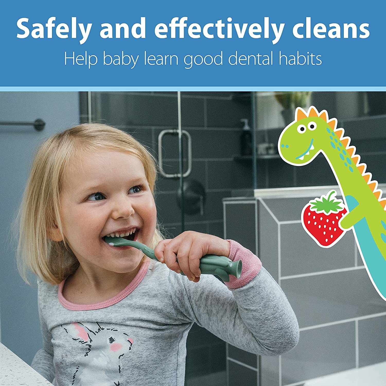 Dr. Brown's cepillo en pie sobre encimera manteniendo higiene y orden