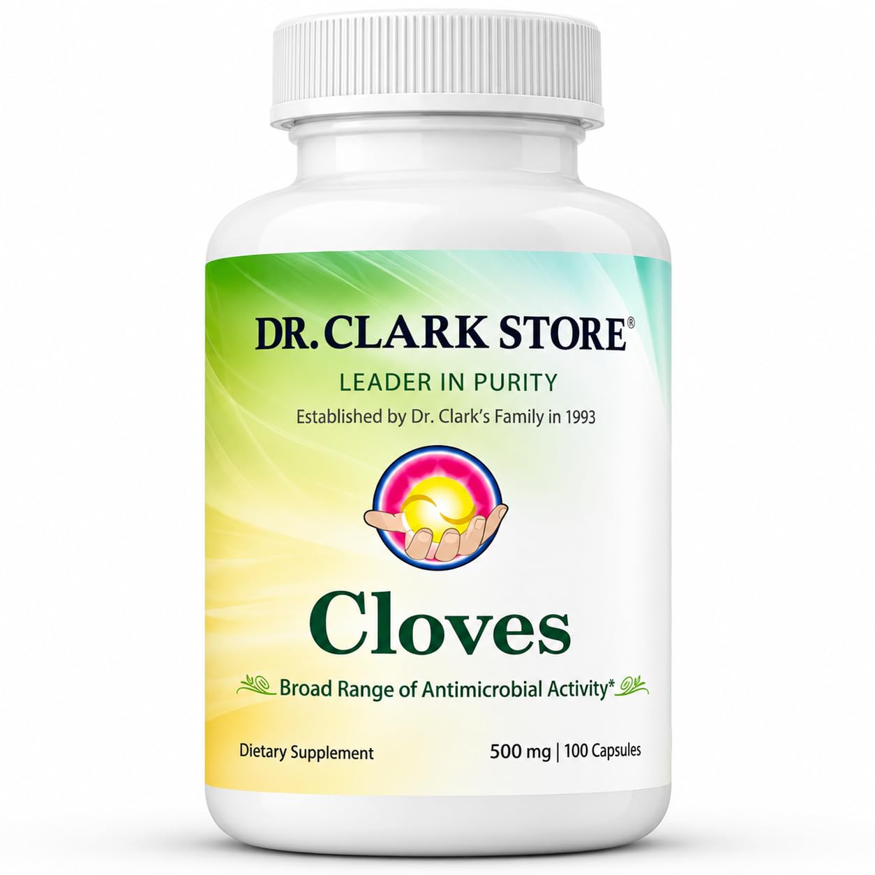 Dr Clark Store frontal del empaque mostrando 100 cápsulas, facilita la dosificación