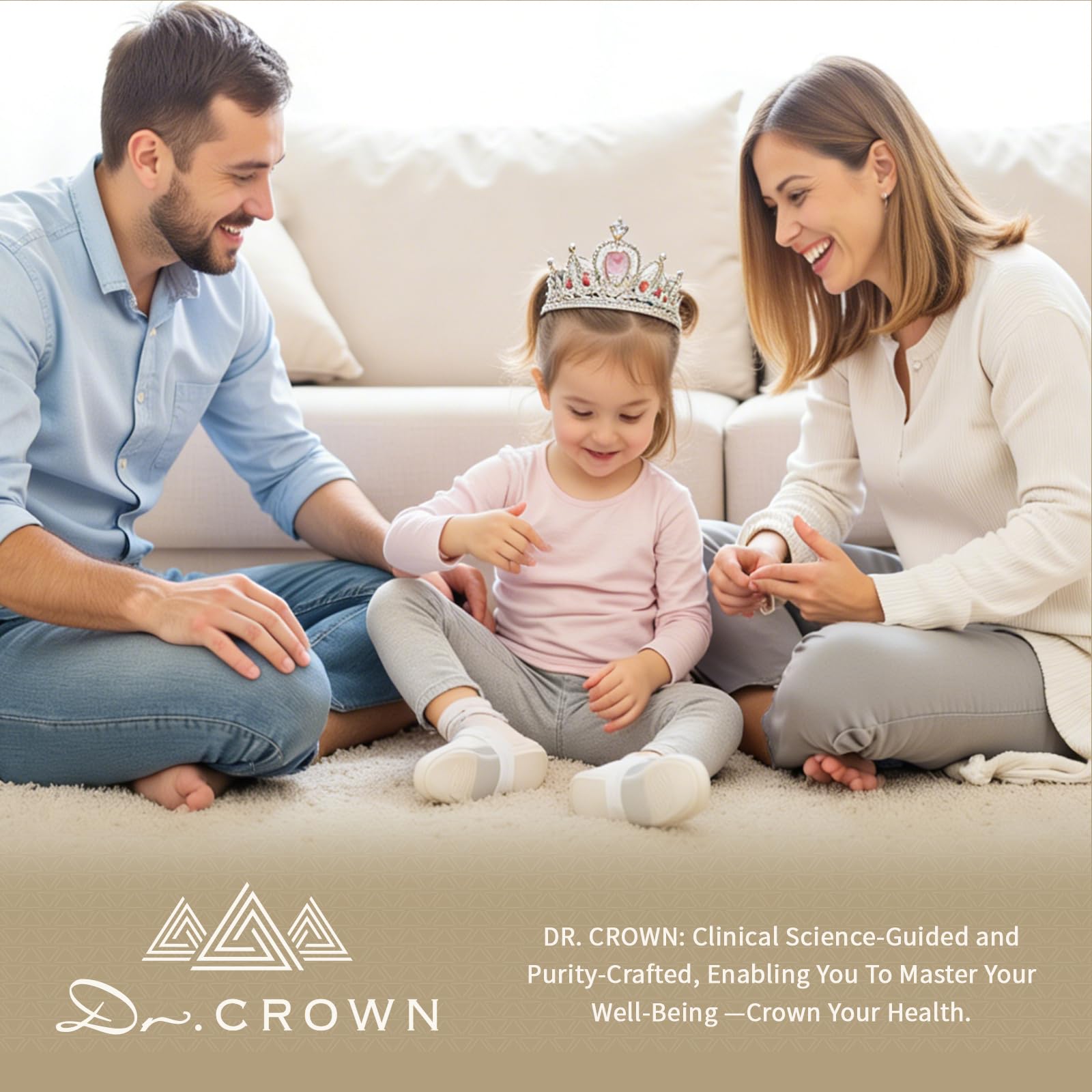 DR. CROWN cápsulas al lado de una regla para comparar tamaño y dosificación