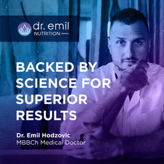 DR. EMIL NUTRITION montaje de 5-HTP, SAM-e y vitamina B6 como enfoque en ingredientes clave