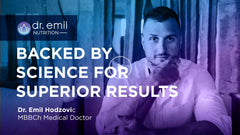 Dr. Emil packaging lateral mostrando diseño y detalles de la etiqueta