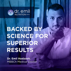 Dr. Emil ingredientes marinos y vacuno representando fuentes mixtas