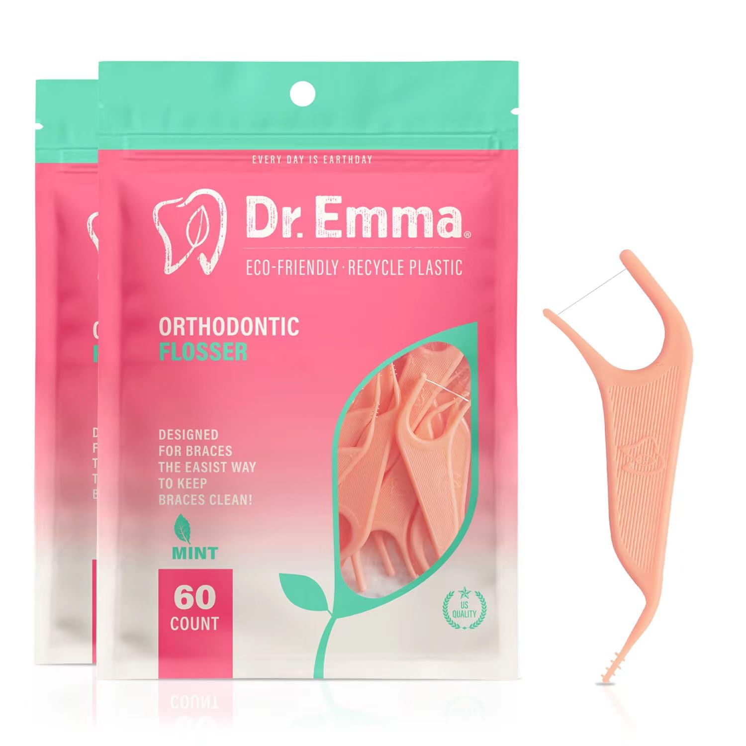Dr. Emma empaque frontal mostrando 60 unidades y sabor menta para conveniencia