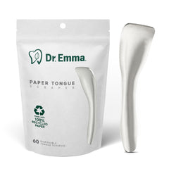 Dr. Emma envase frontal mostrando 60 raspadores para aliento fresco