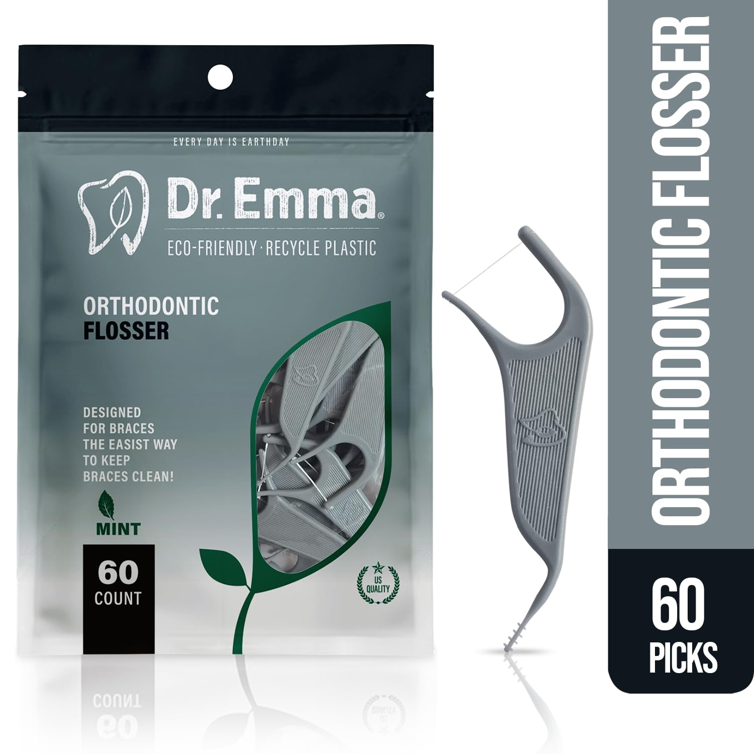 Dr. Emma close-up del hilo reforzado para limpieza entre brackets