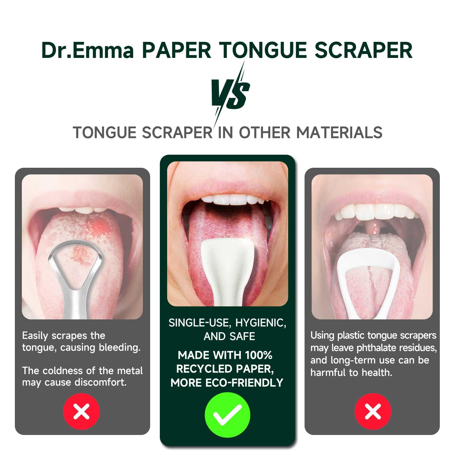 Dr. Emma textura de papel 100% reciclado cómoda para la lengua
