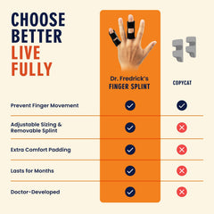 Dr. Frederick's comparación con mano para ver escala y elegir talla Small con precisión