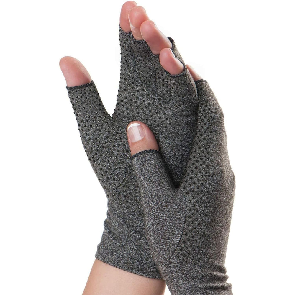Dr. Frederick's guantes frontales mostrando ajuste cómodo y soporte