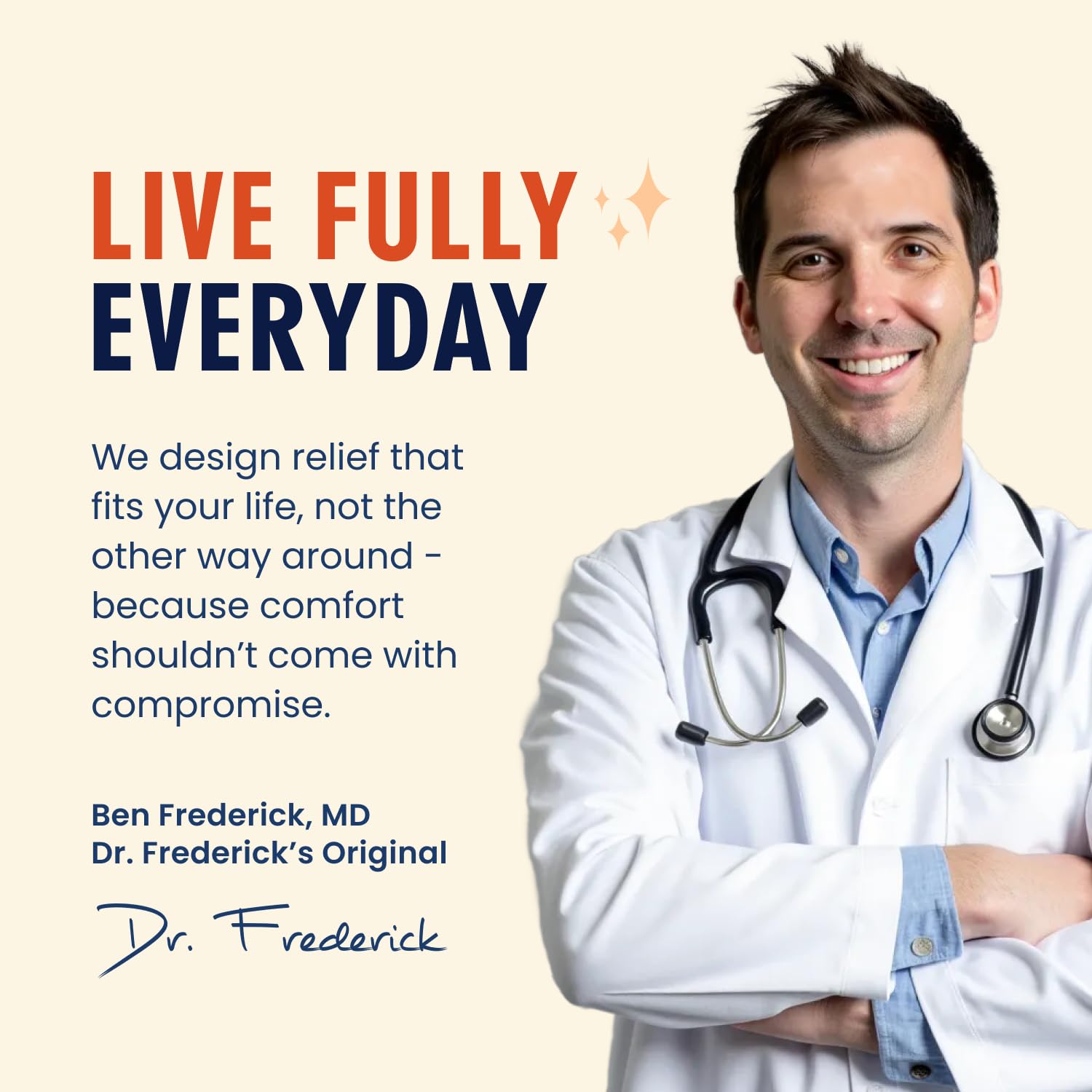 Dr. Frederick's manos lavando funda para mostrar limpieza y cuidado sencillo