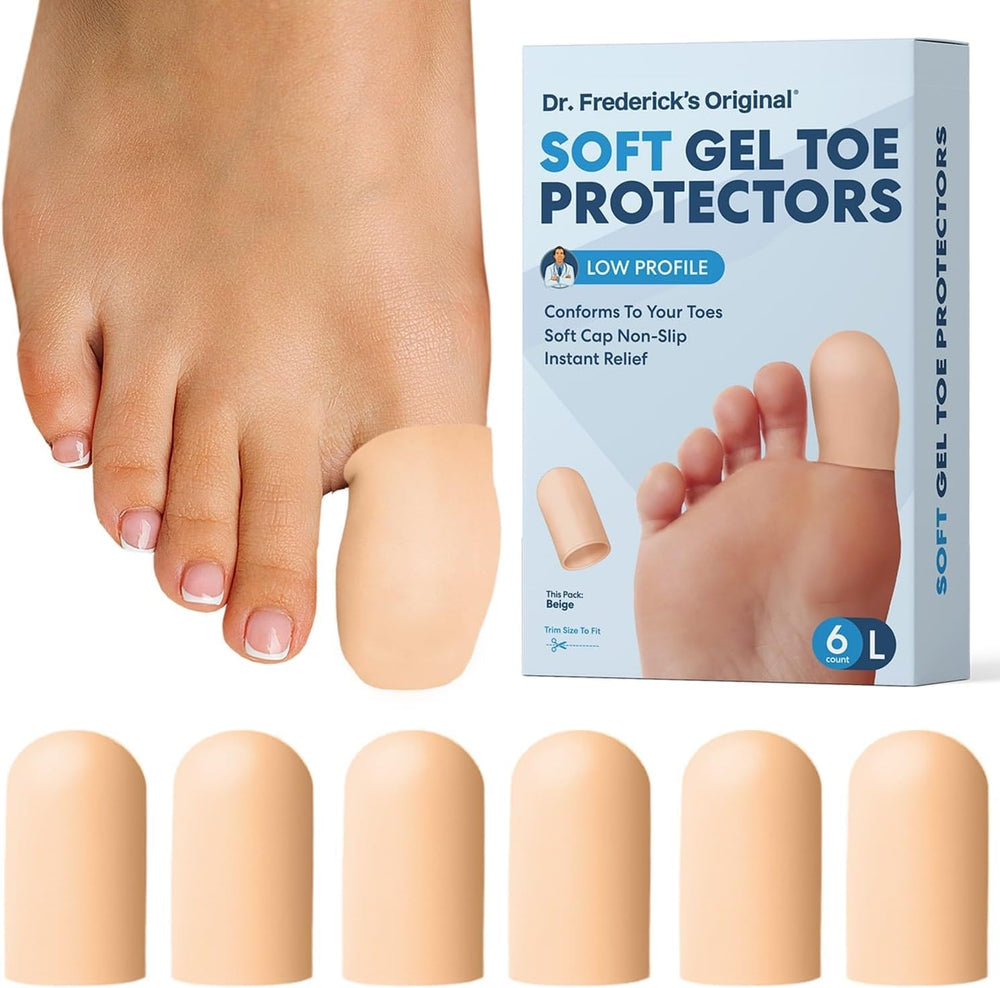 Dr. Frederick's empaque frontal mostrando 6 tapones de gel, protección inmediata