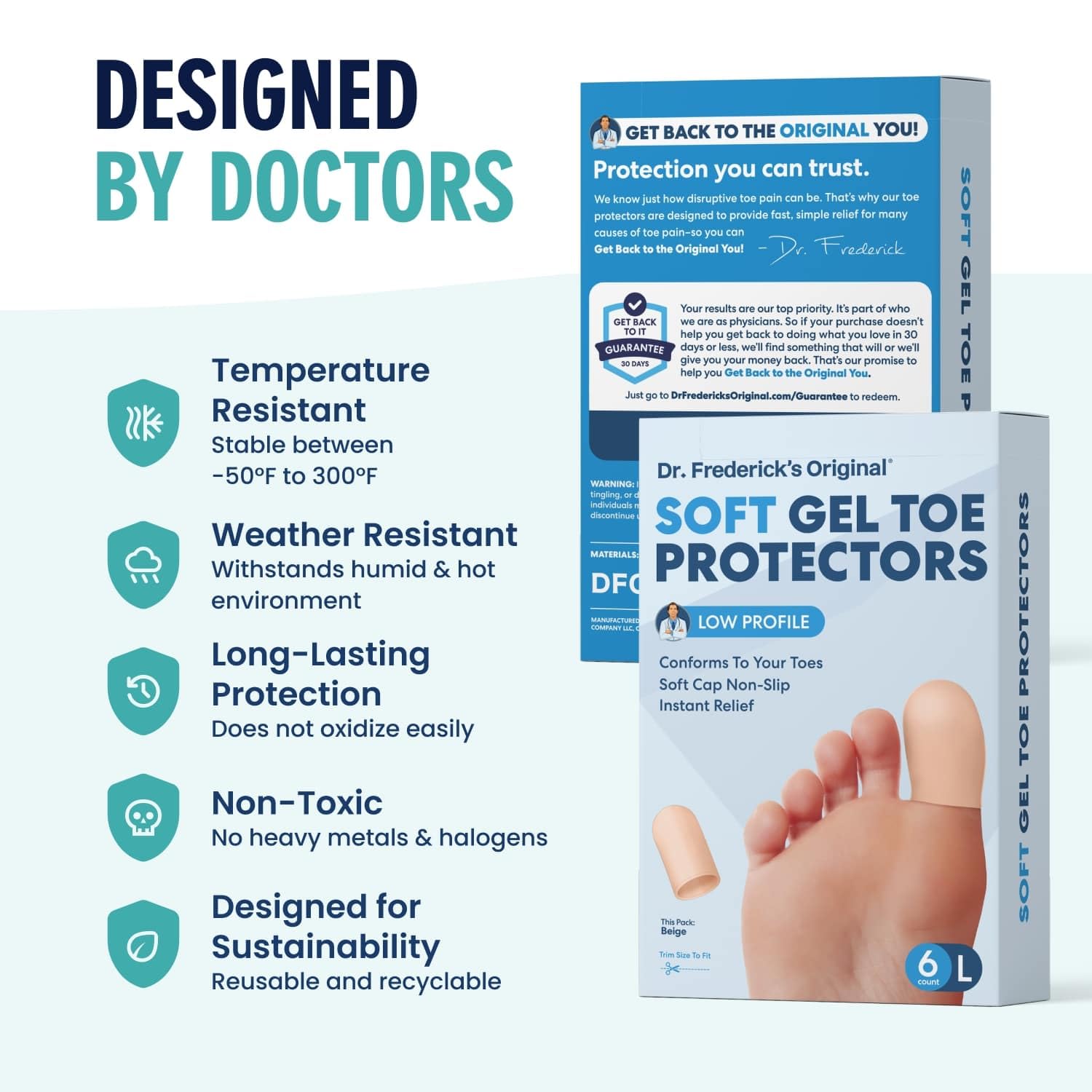 Dr. Frederick's etiqueta posterior con ingredientes y recomendaciones de uso
