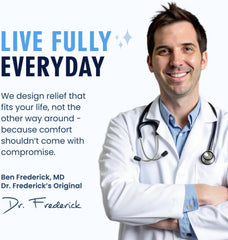 Dr. Frederick's parche colocado en dedo del pie para proteger ampolla y permitir caminar