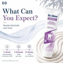 Dr. Glow en uso cepillado limpiando línea gingival para reducción de placa