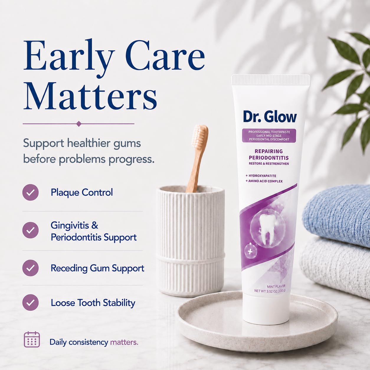 Dr. Glow textura cremosa demostrando acción suave y remineralizante