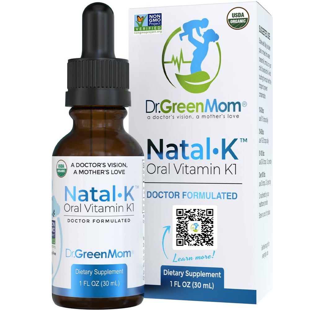 Dr. Green Mom envase frontal mostrando gotas y beneficios orgánicos
