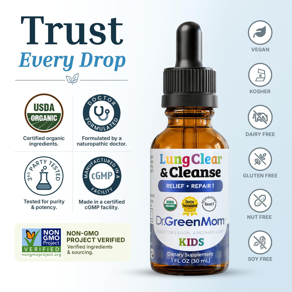 Dr Green Mom gotas mezcladas en jugo para administración más fácil