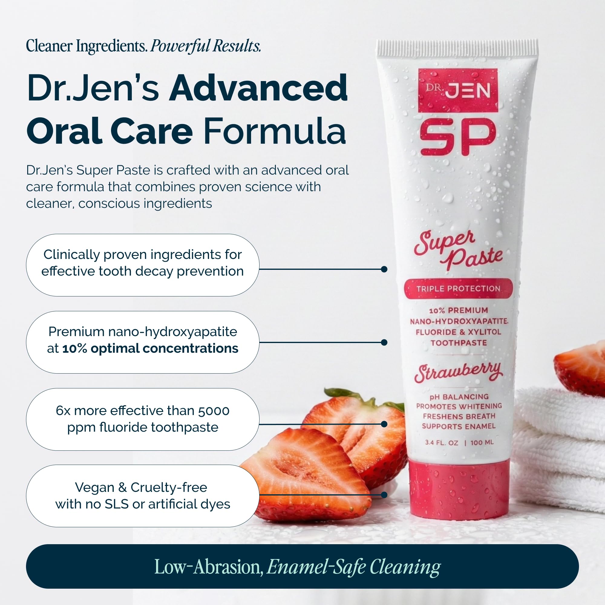 Dr Jen etiqueta legible con lista de ingredientes transparente