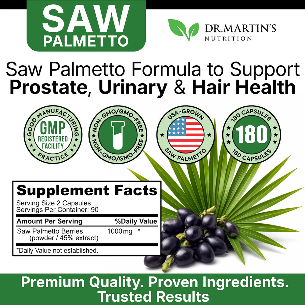 DR. MARTIN'S NUTRITION bayas de saw palmetto crudas como origen natural