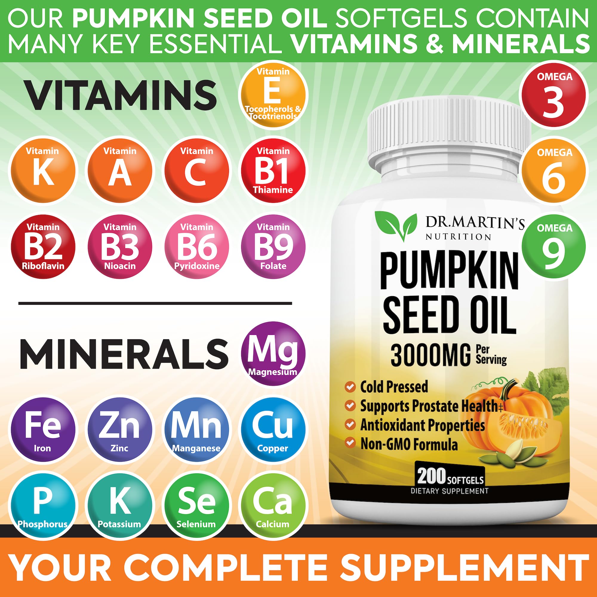 DR. MARTIN'S NUTRITION semillas de calabaza como fuente natural del aceite