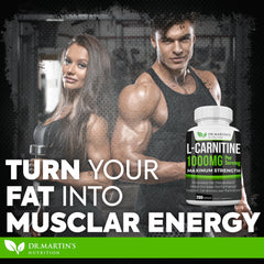 DR. MARTIN'S NUTRITION cápsulas junto a equipo de gimnasio sugiriendo apoyo energético