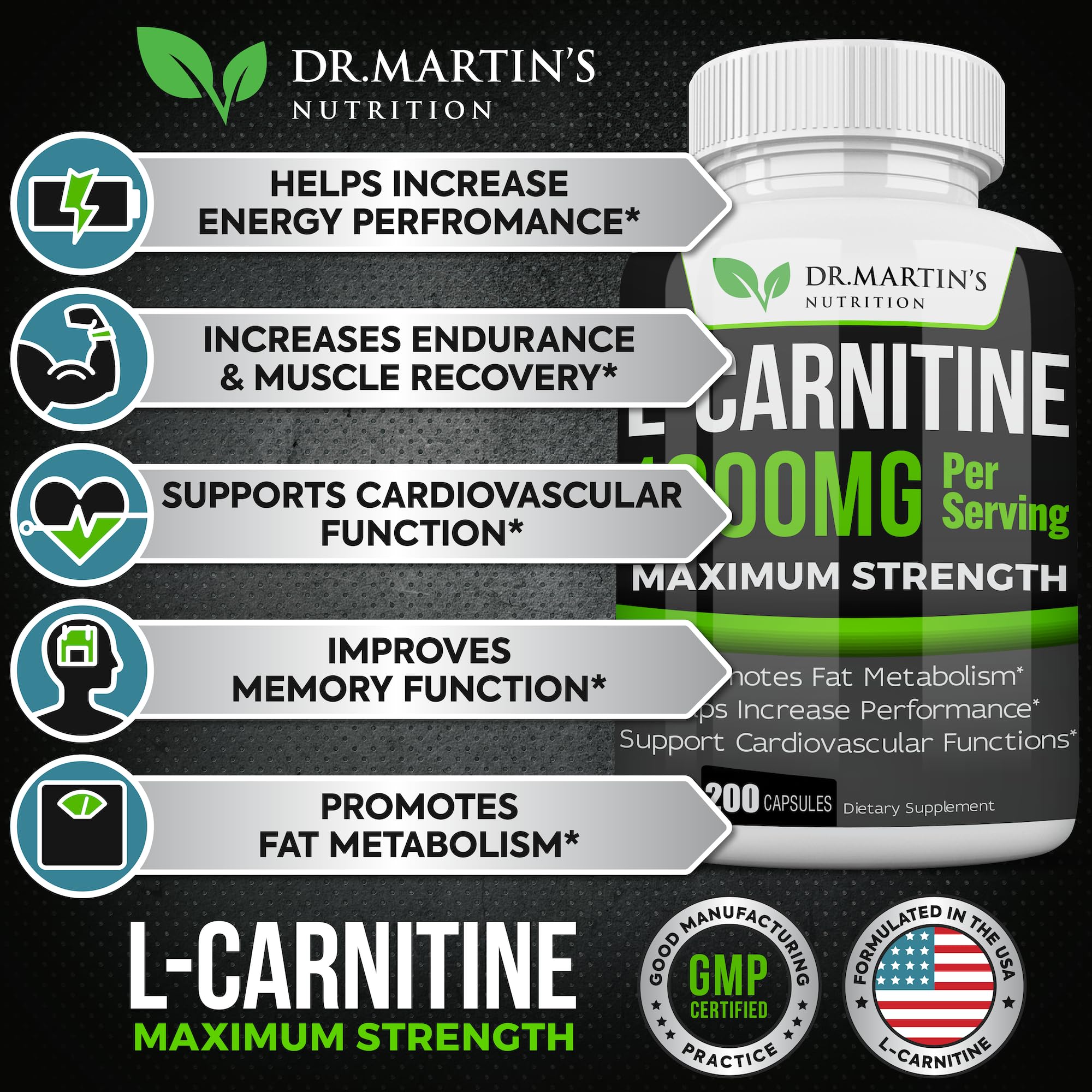 DR. MARTIN'S NUTRITION información del producto y beneficios en la etiqueta