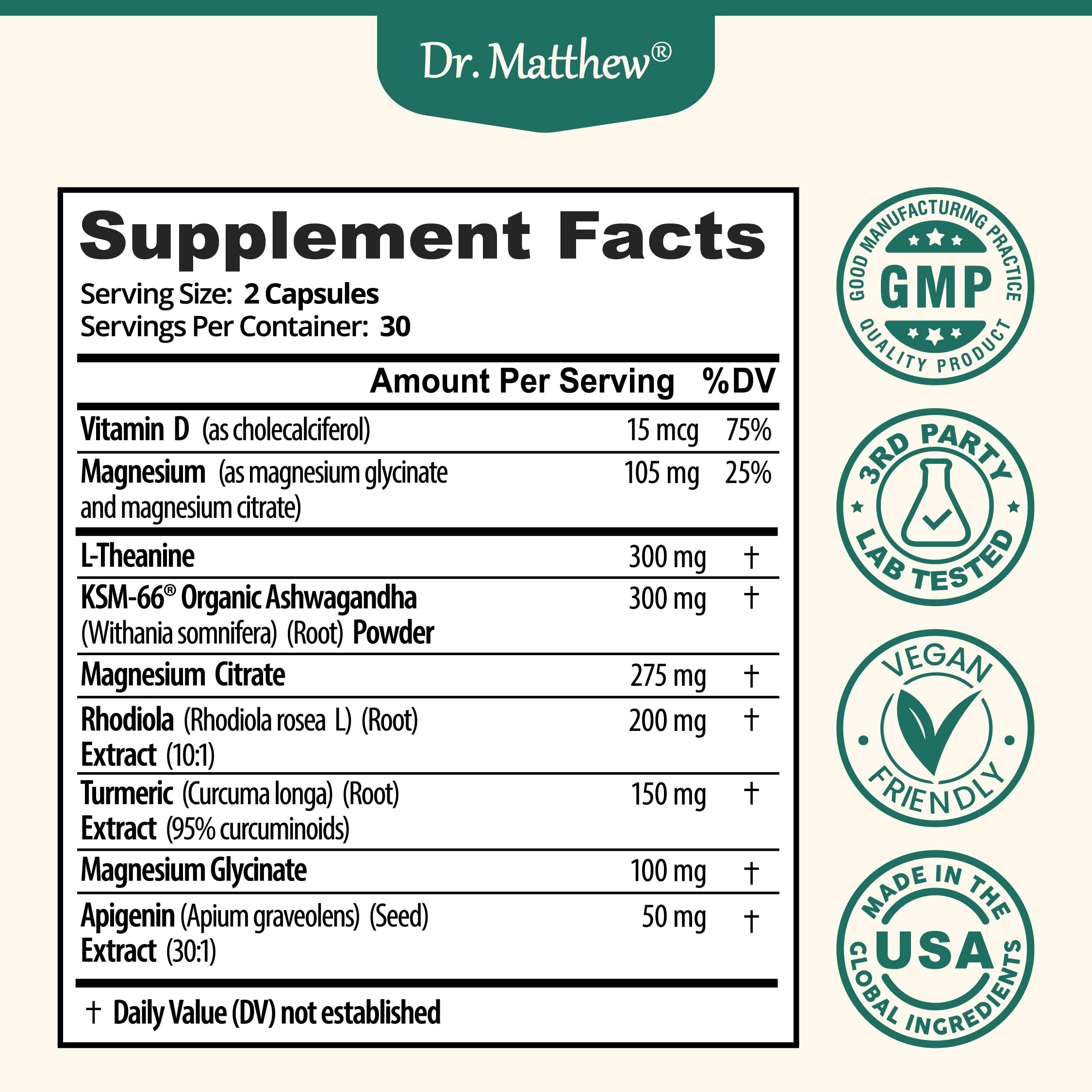 Dr. Matthew ingredientes clave Ashwagandha y Rhodiola para resistencia