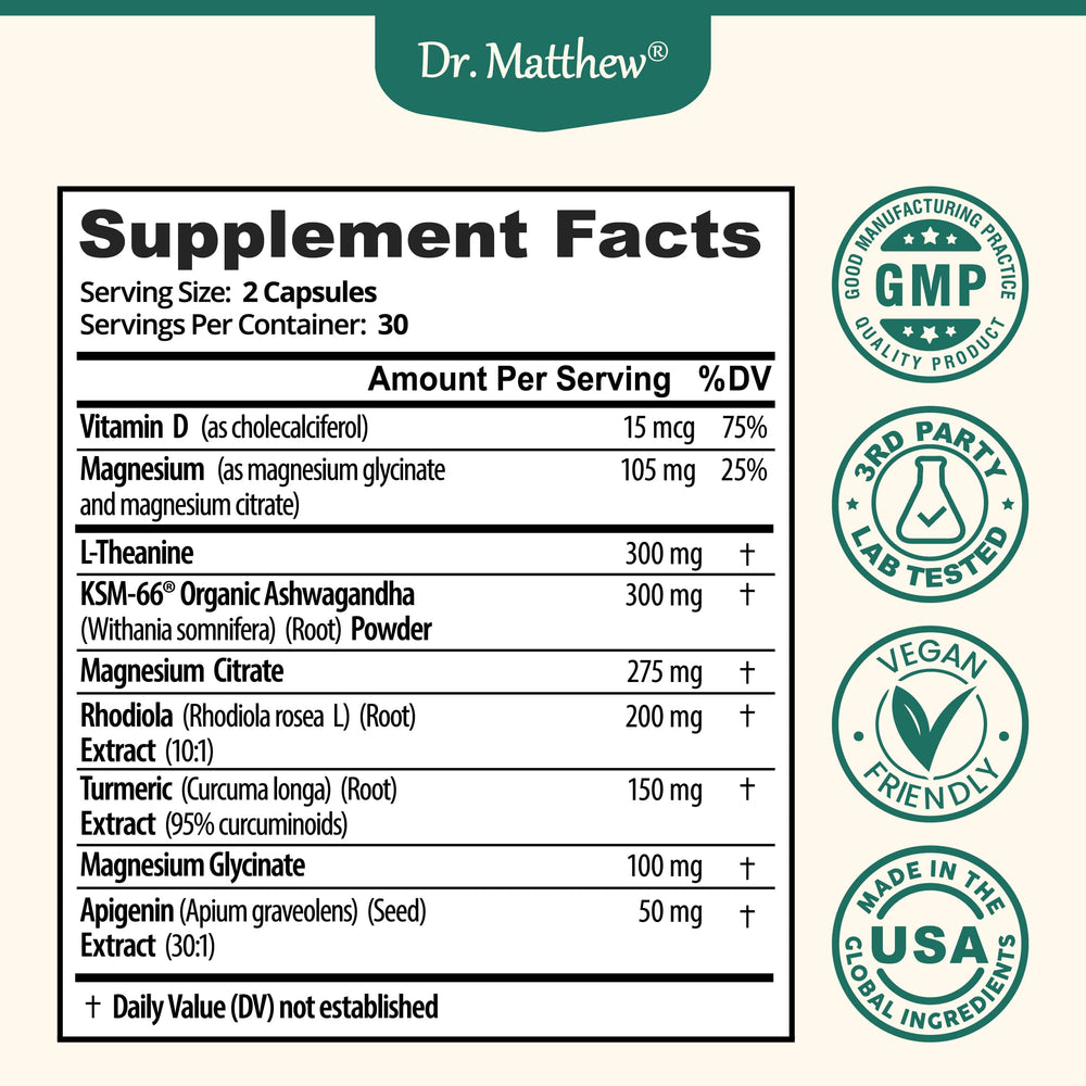 Dr. Matthew ingredientes clave Ashwagandha y Rhodiola para resistencia