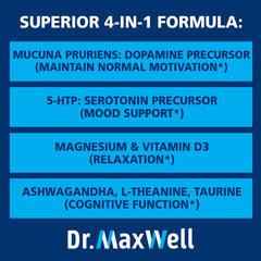 Dr. Maxwell cápsula en mano para comparar tamaño y dosificación práctica