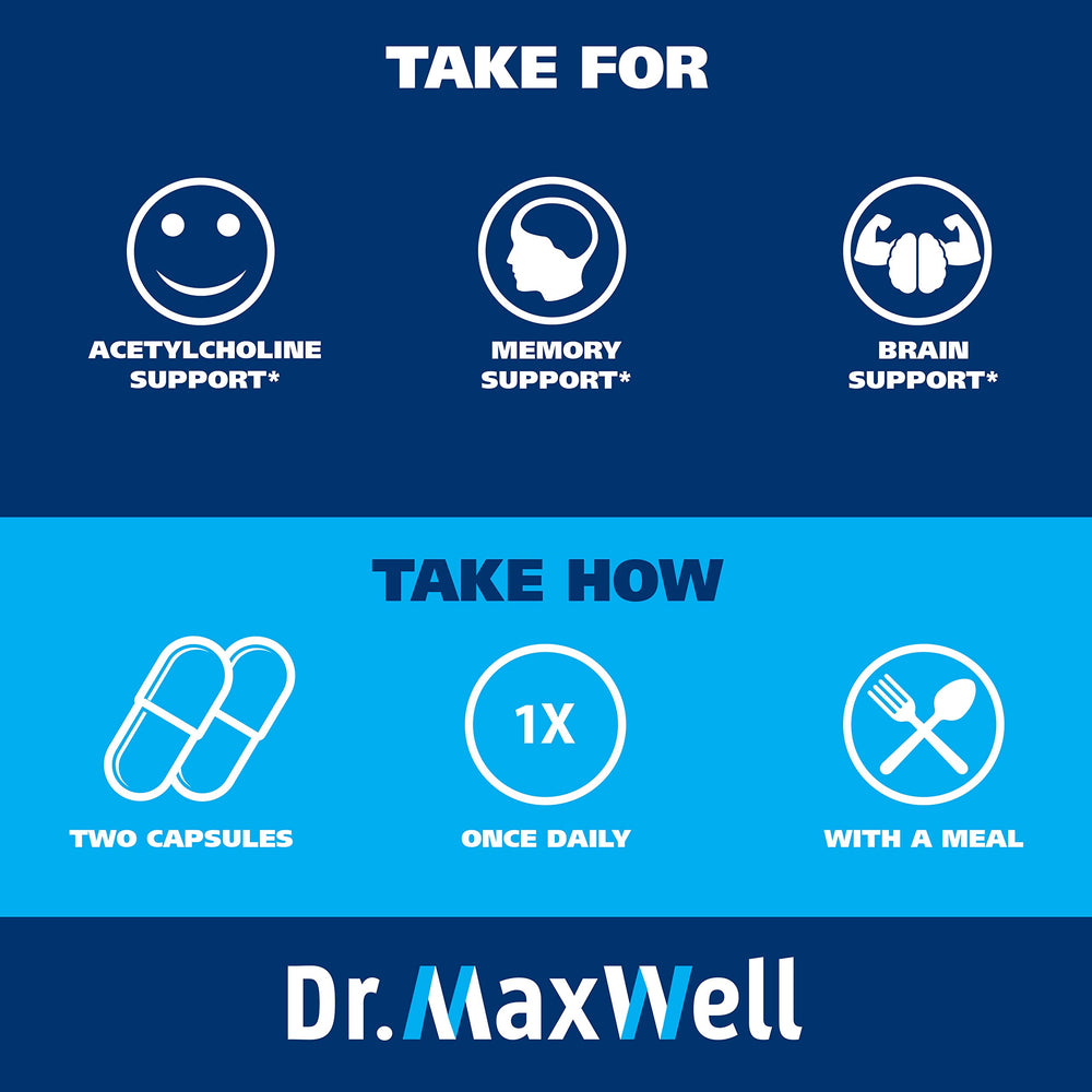 Dr. Maxwell cápsulas en mano humana, beneficio: muestra dosis y facilidad de uso