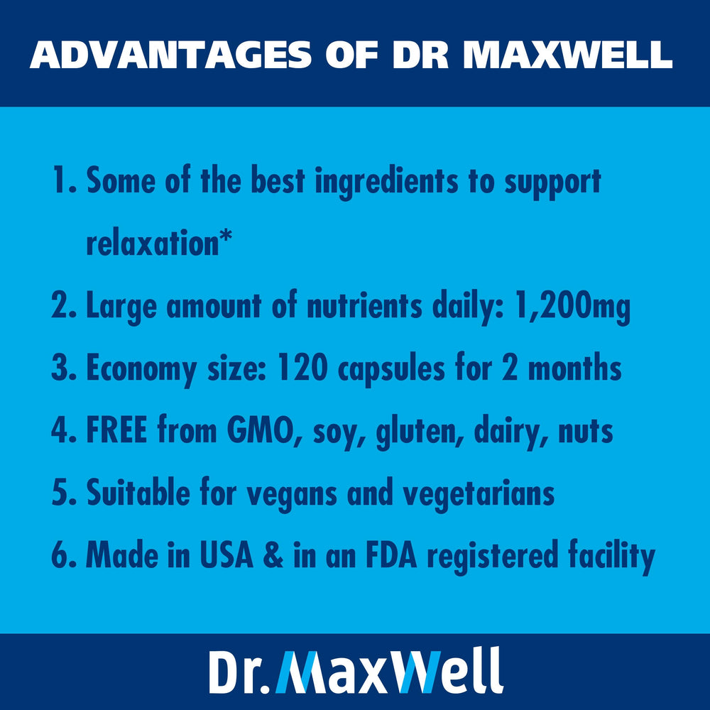 Dr. Maxwell etiqueta con lista de ingredientes y dosificación, información transparente