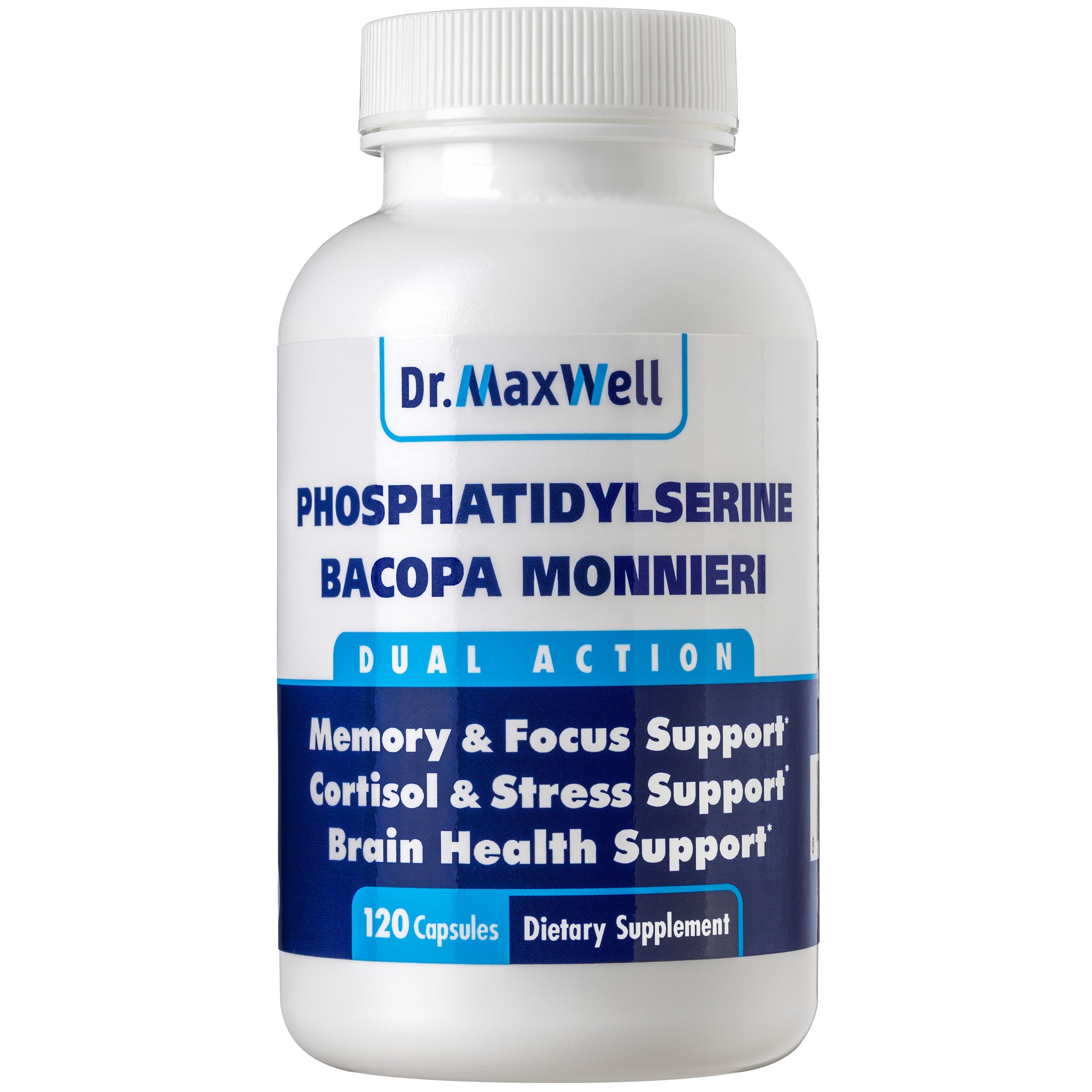 Frasco Dr. Maxwell frontal mostrando la etiqueta clara y beneficios del producto