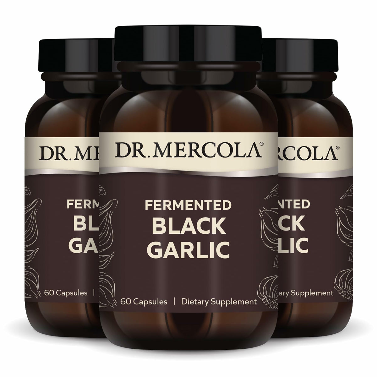 Dr. Mercola frasco frontal que muestra diseño y cantidad, confianza en calidad