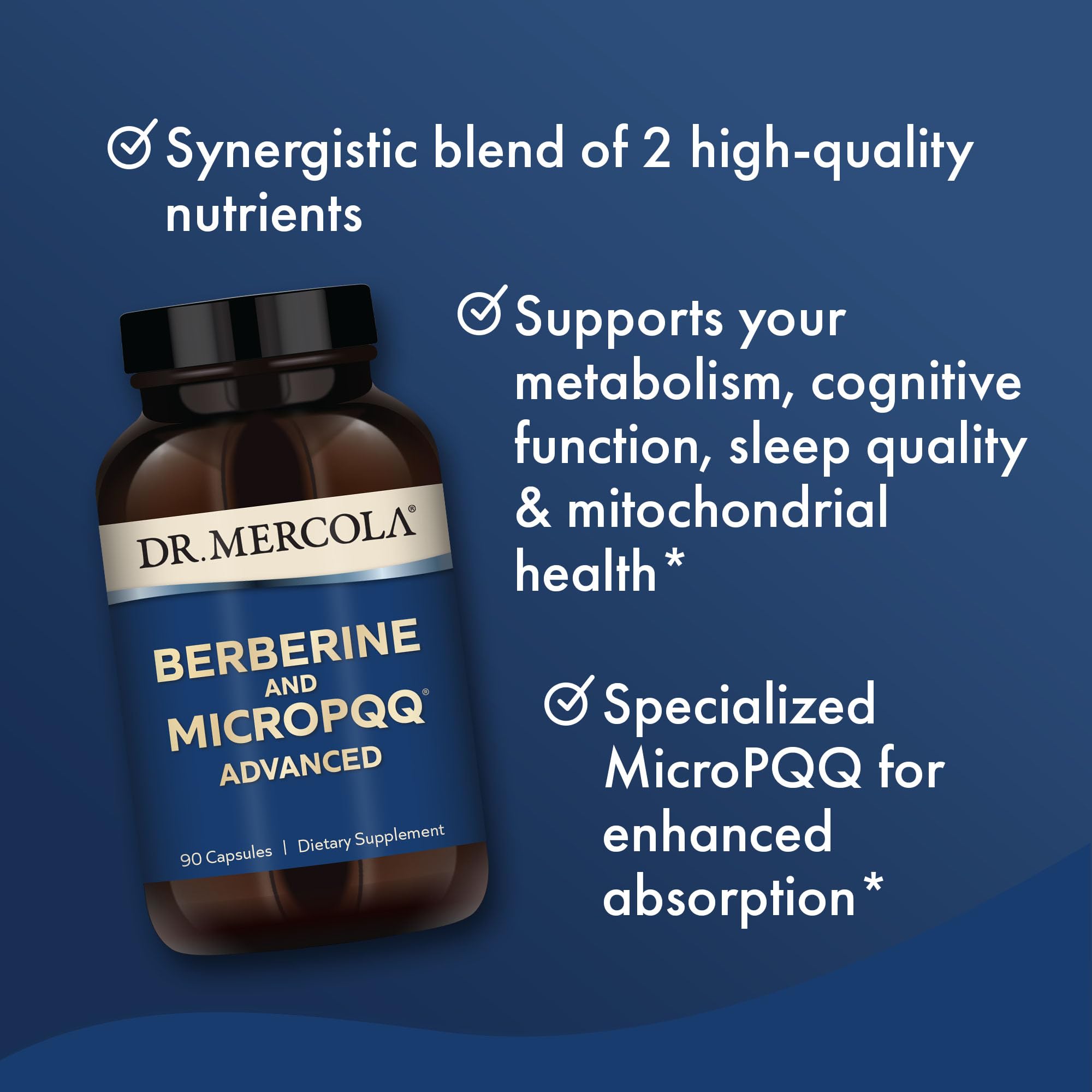 Dr. Mercola frasco en mano para comparar tamaño y dosis