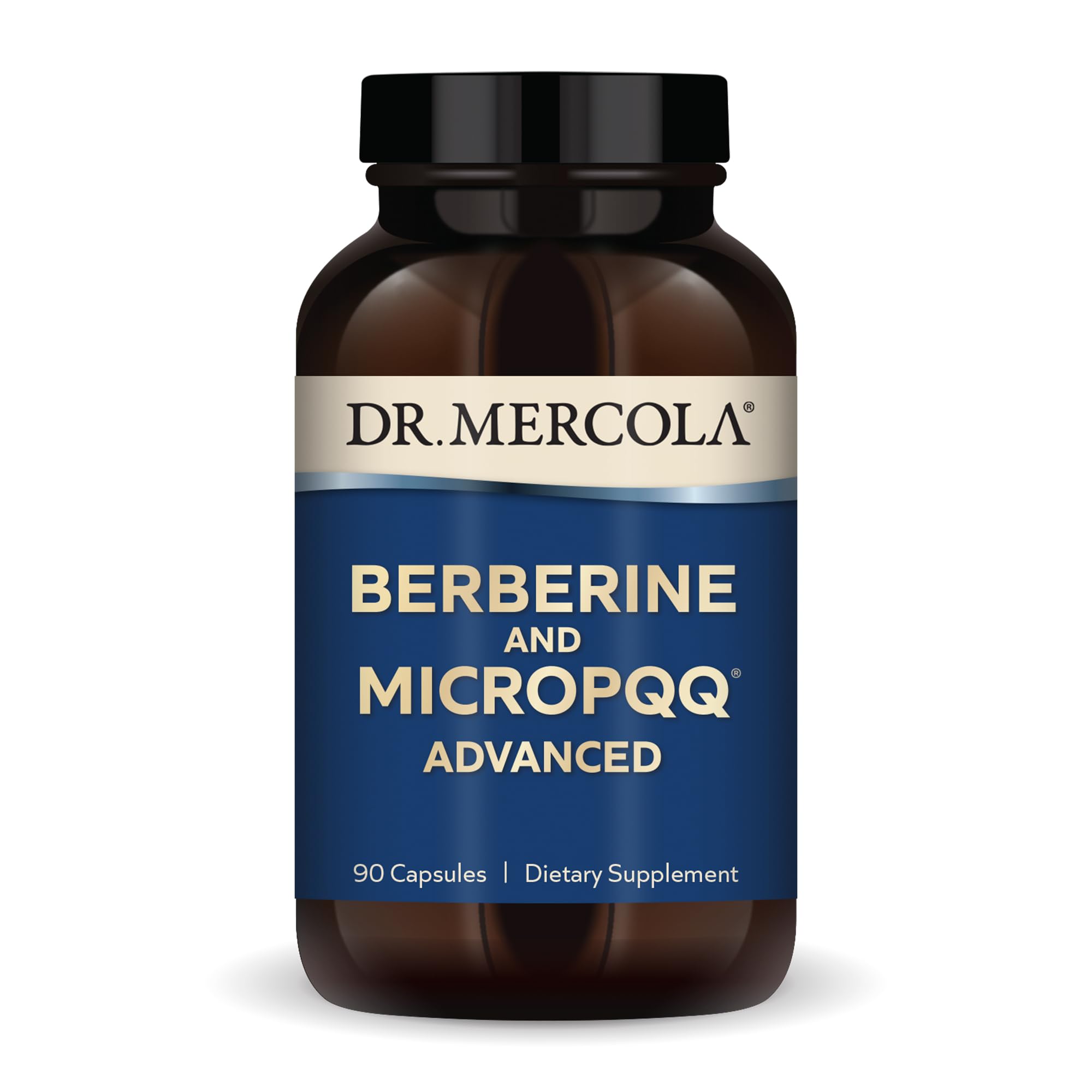 Dr. Mercola frasco frontal mostrando etiqueta y beneficios