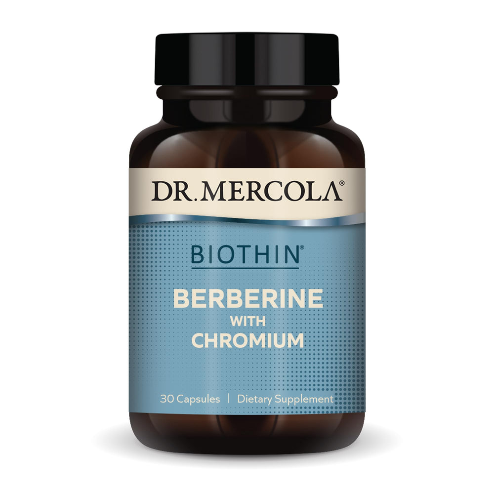 Dr. Mercola presentación frontal del frasco y etiqueta clara de beneficios