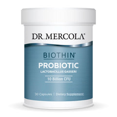Dr. Mercola Biothin Probiotic vista frontal destaca 10 mil millones CFU