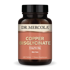 Dr. Mercola frente del empaque mostrando 180 tabletas y beneficios de pureza