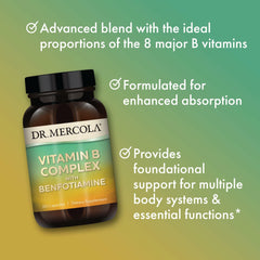 Dr. Mercola etiqueta de ingredientes resaltando benfotiamina y B completo
