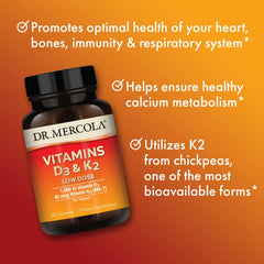 Dr. Mercola etiqueta nutricional que muestra dosis de D3 y K2 claramente