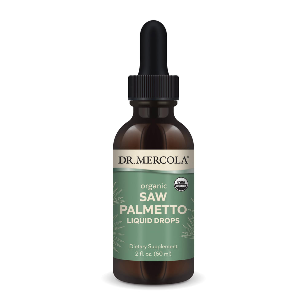 Dr. Mercola frasco frontal mostrando el envase orgánico y fácil dosificación