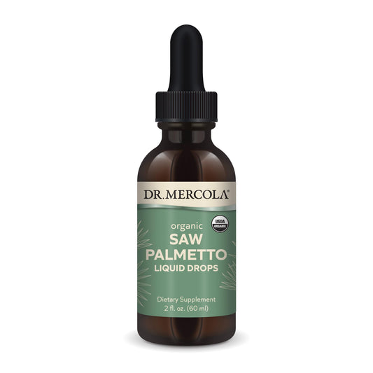 Dr. Mercola frasco frontal mostrando el envase orgánico y fácil dosificación