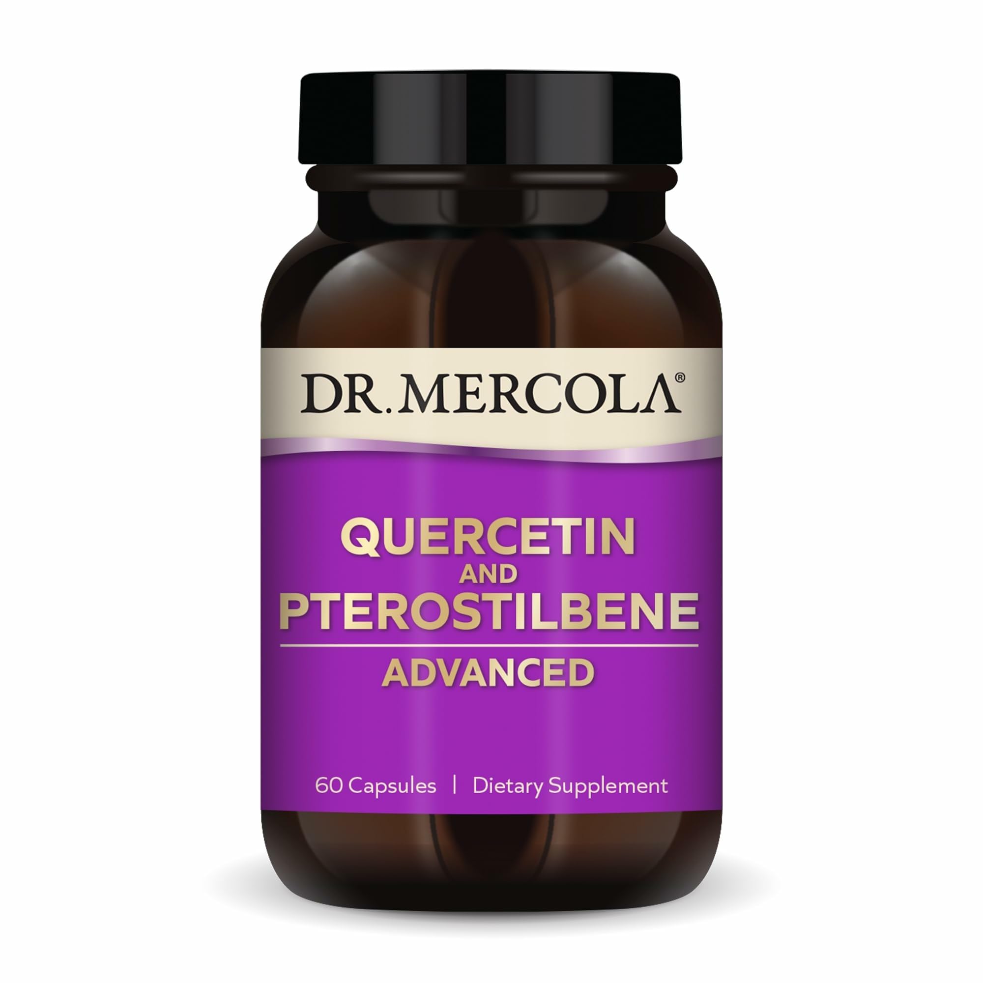 Dr. Mercola frasco frontal mostrando etiqueta y beneficio antioxidante